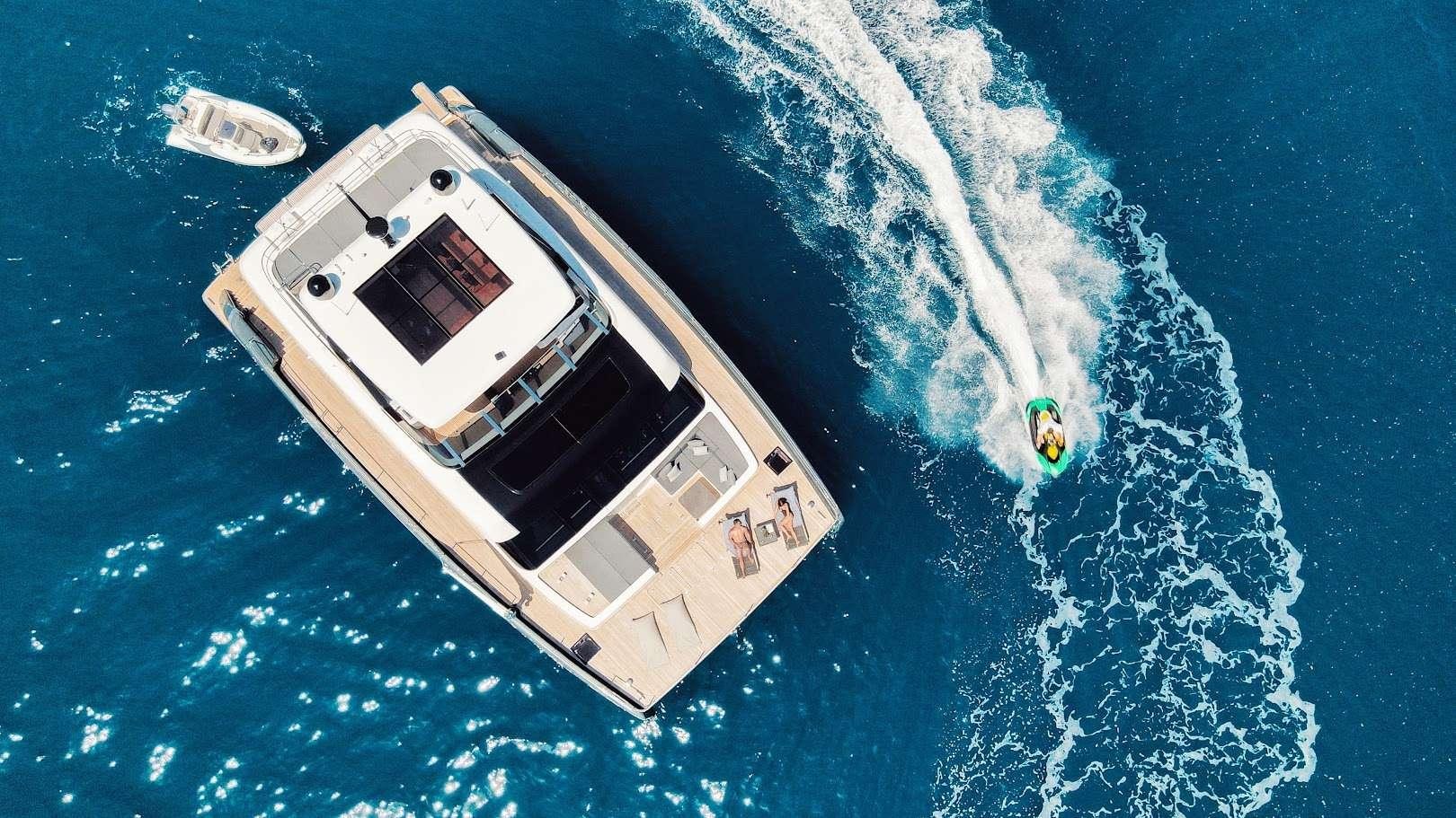 a high angle view of a boat aboard ALTEYA Yacht for Charter