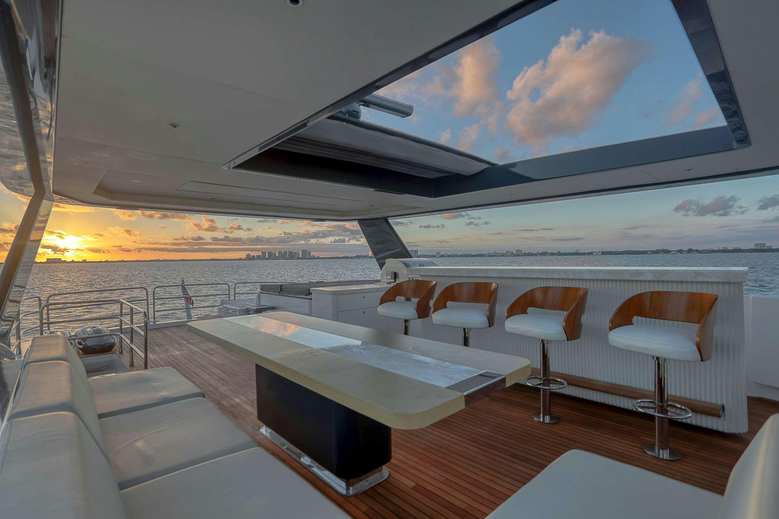 a room with a large screen aboard SAINT Yacht for Charter