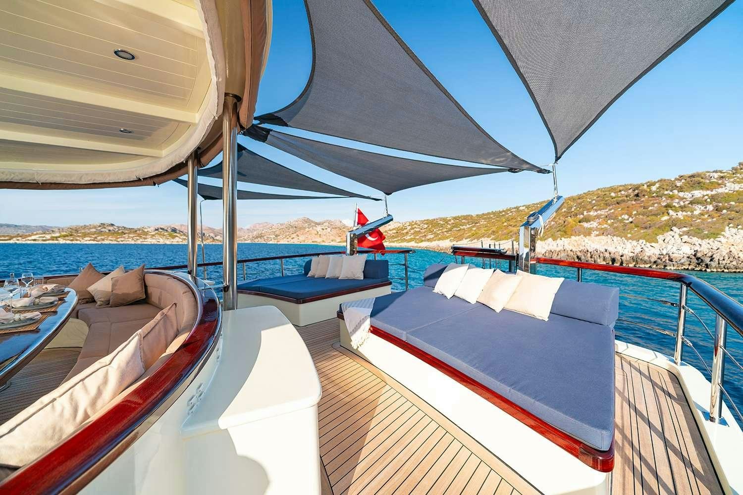 a boat on the water aboard ALWAYS SMILE Yacht for Charter