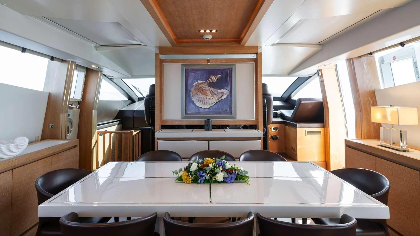 a dining table in a room aboard ELEVEN I Yacht for Charter