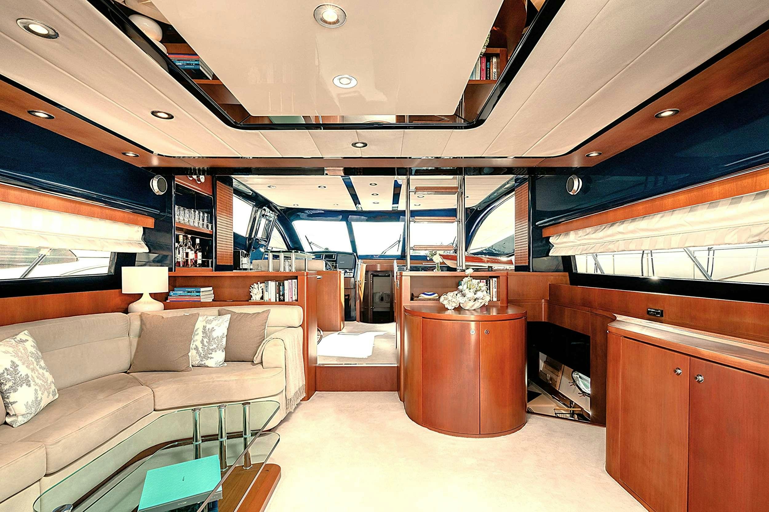 a room with a couch and a table aboard ETERNO Yacht for Charter