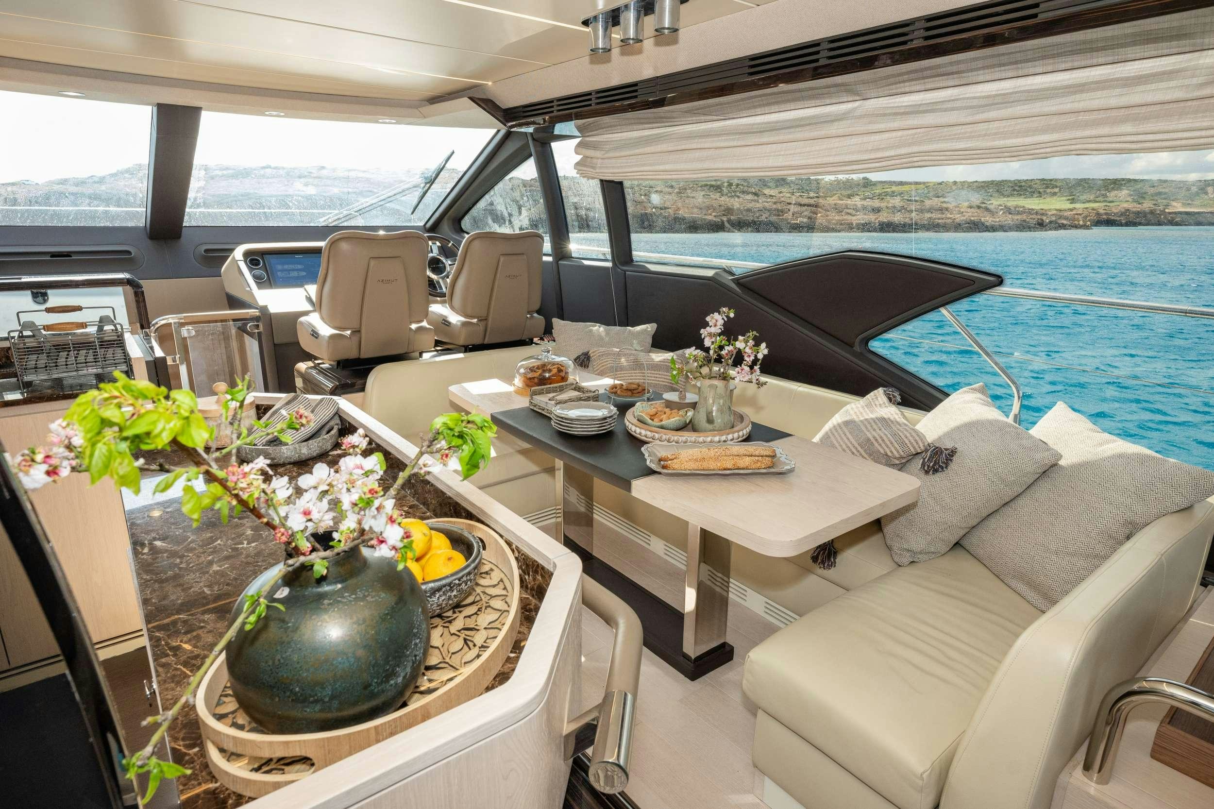 a dining table on a boat aboard SEA YA Yacht for Charter