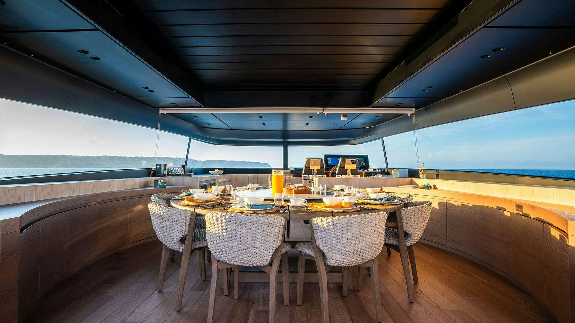 a table set for a meal aboard ON TIME Yacht for Charter