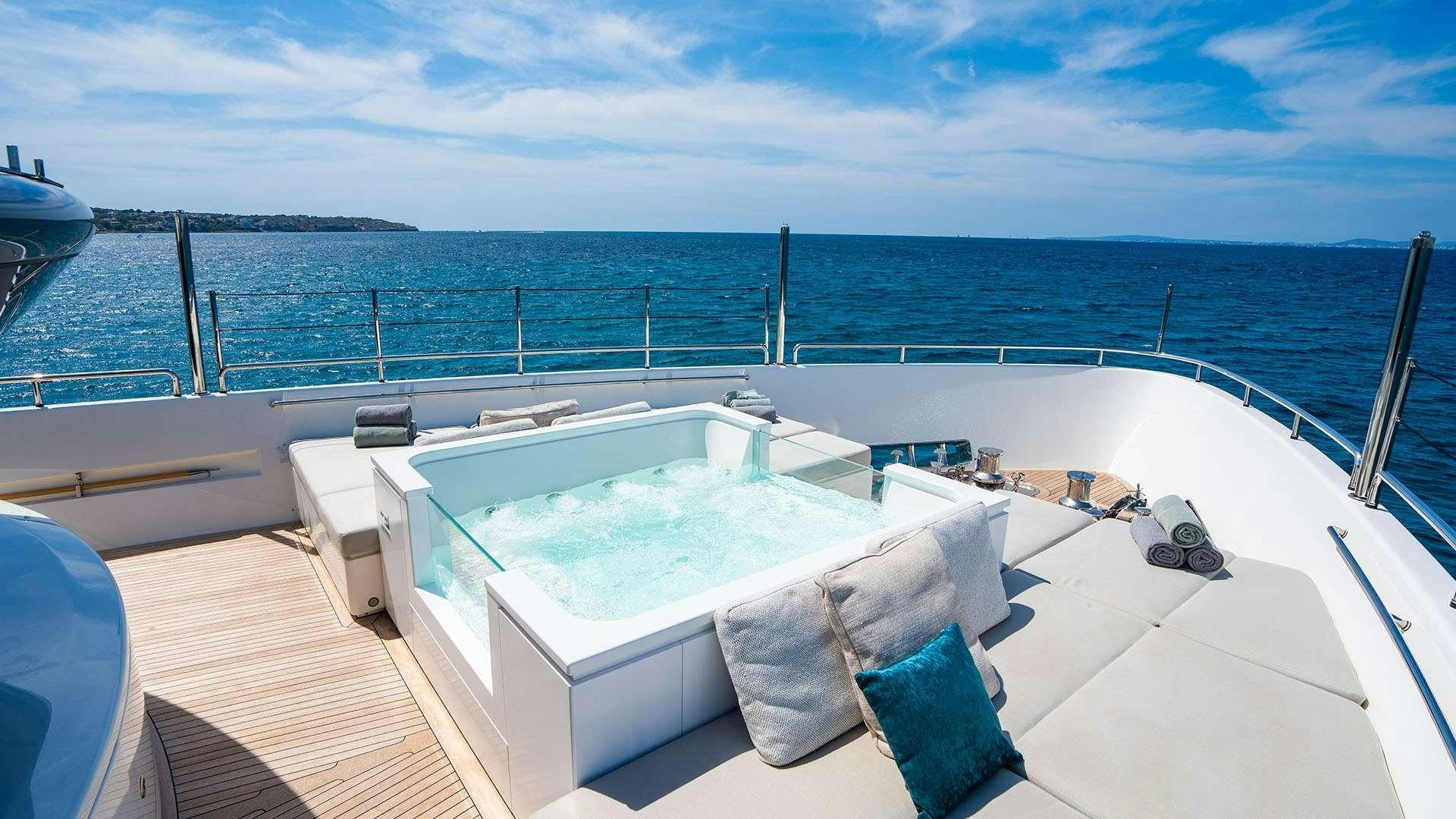 a large white pool on a boat aboard ON TIME Yacht for Charter