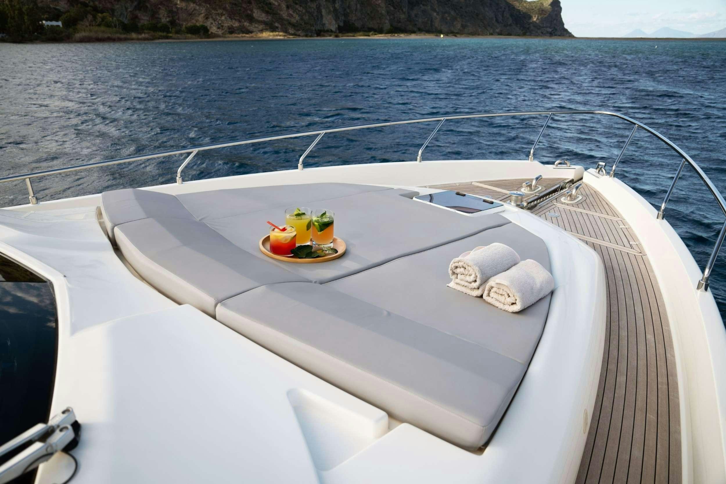 a boat with two stuffed animals on it aboard SEA SONS Yacht for Charter