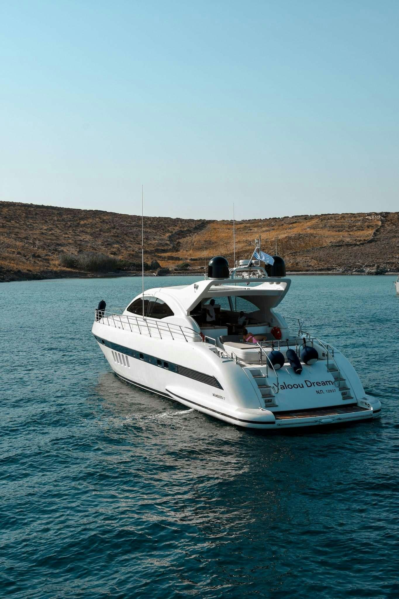 a boat on the water aboard YALOOU DREAM Yacht for Charter