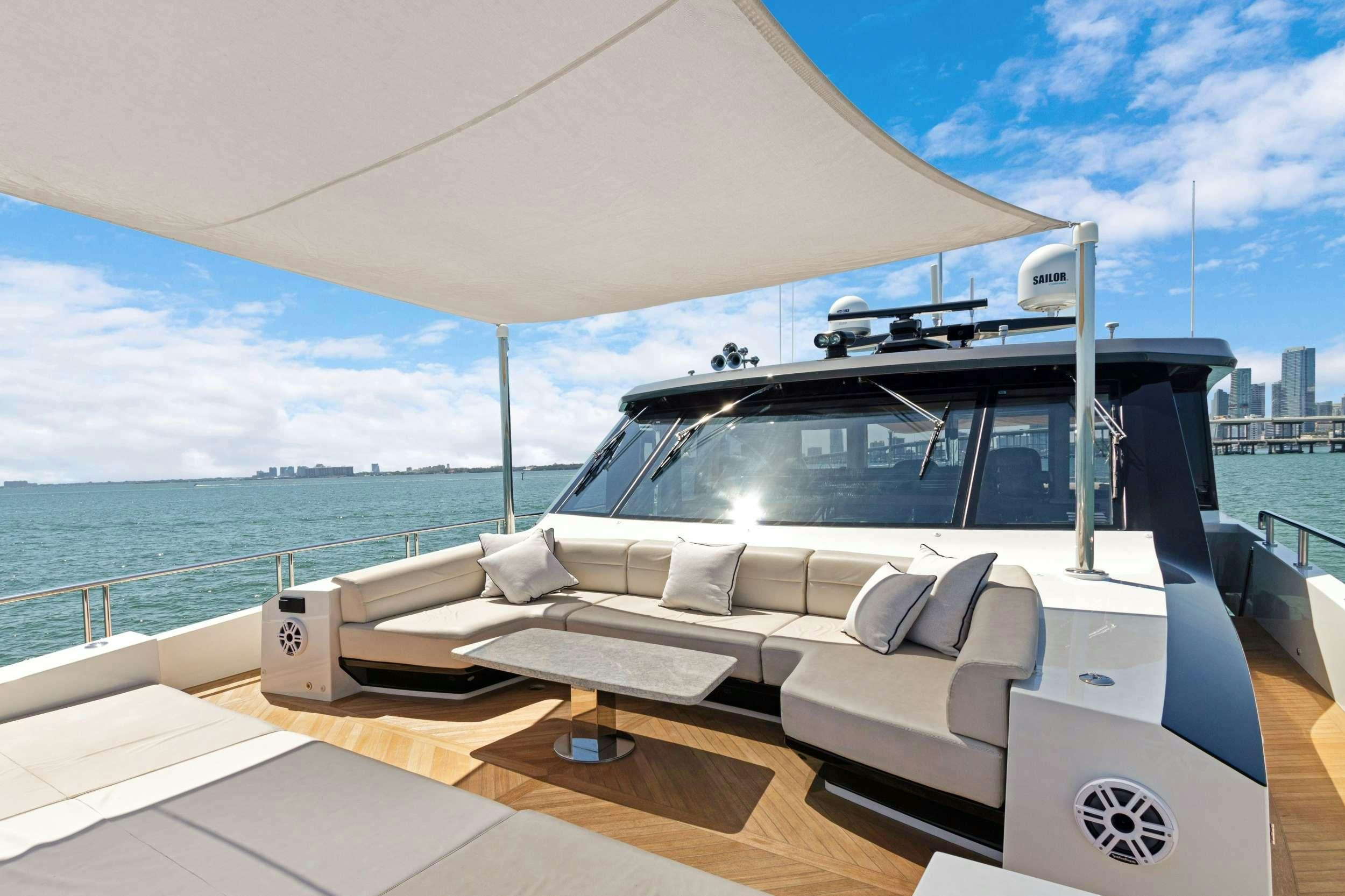 a boat on a deck aboard MAKE BIG HAPPEN Yacht for Charter