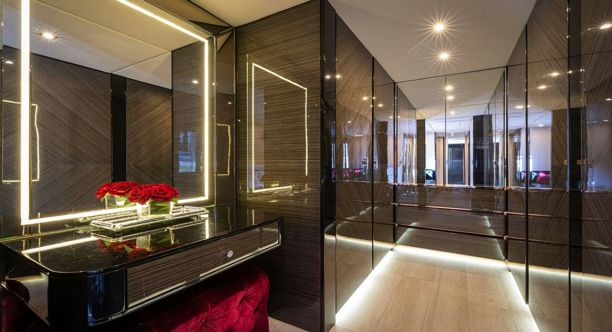 a large kitchen with glass walls aboard ROCK STAR 2.0 Yacht for Charter