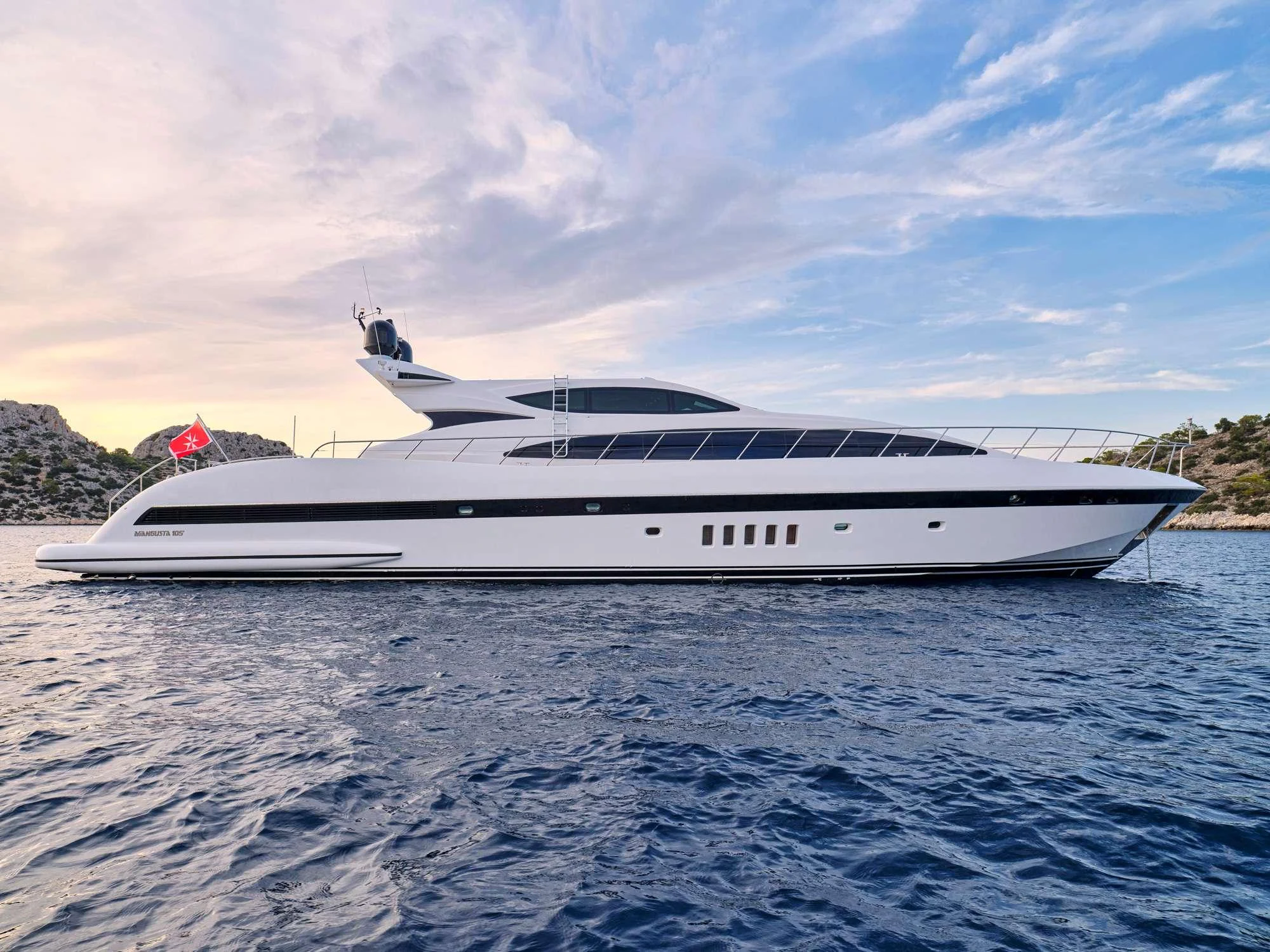 a white yacht in the water aboard WET PANTHER Yacht for Charter