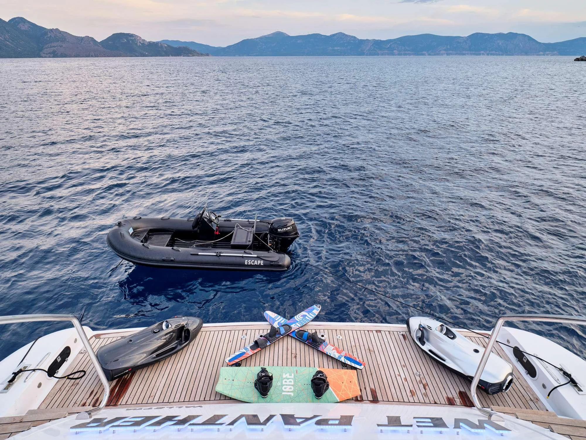 a boat on the water aboard WET PANTHER Yacht for Charter