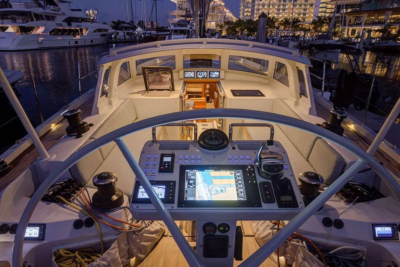 a view of a city from a plane aboard CIRRUS Yacht for Charter