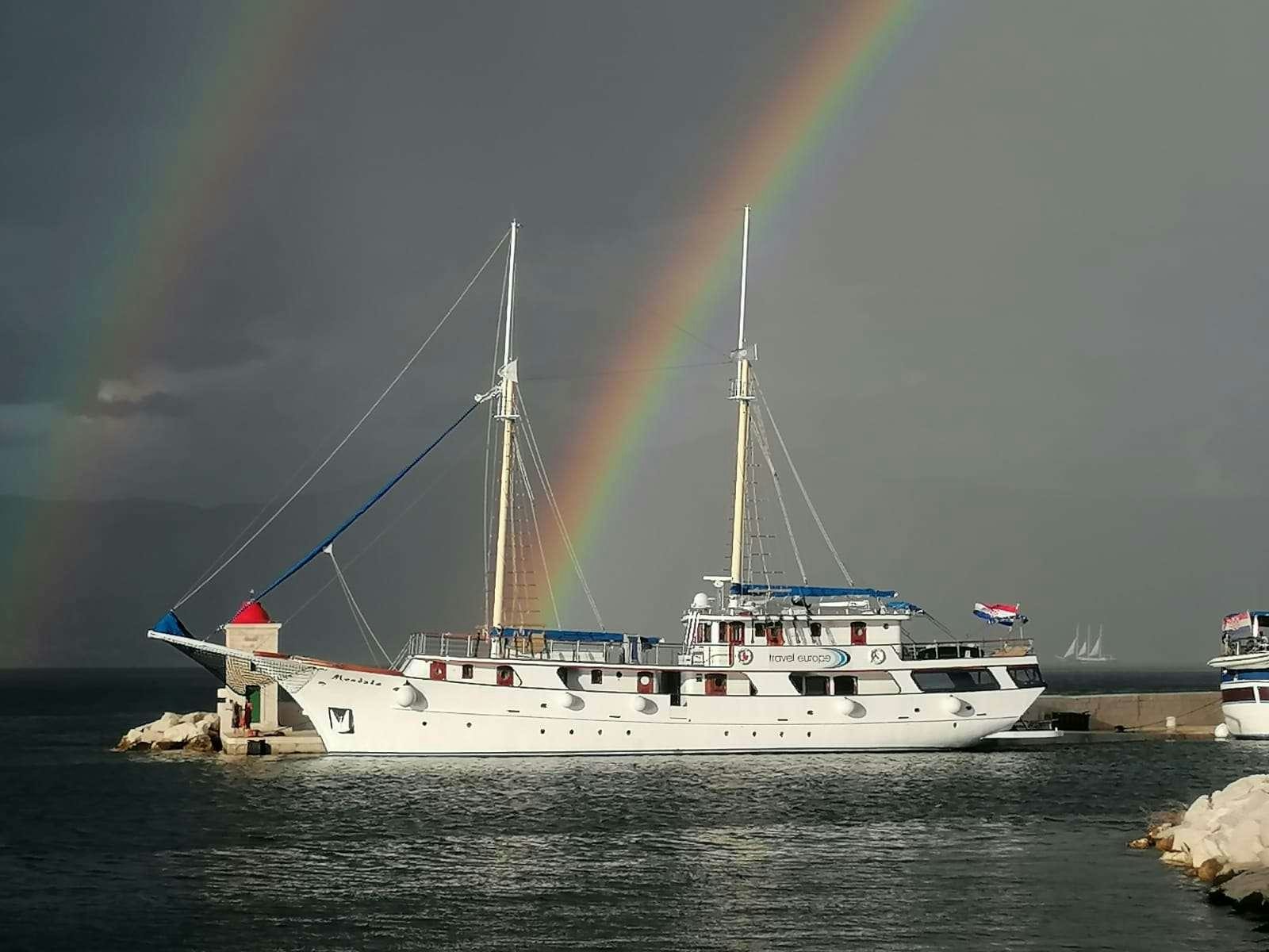 a boat in the water aboard MENDULA Yacht for Charter