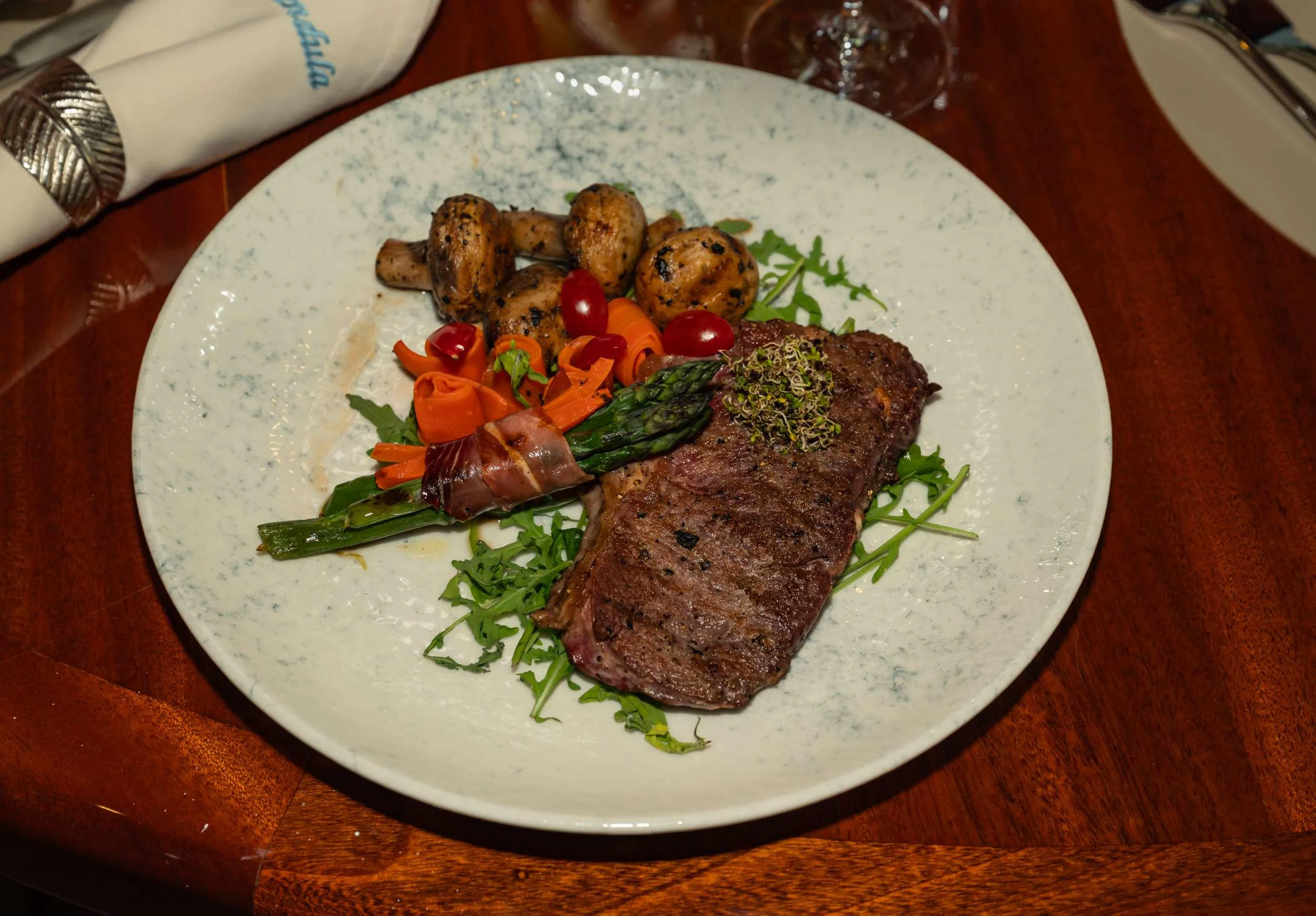 a plate of food aboard MENDULA Yacht for Charter