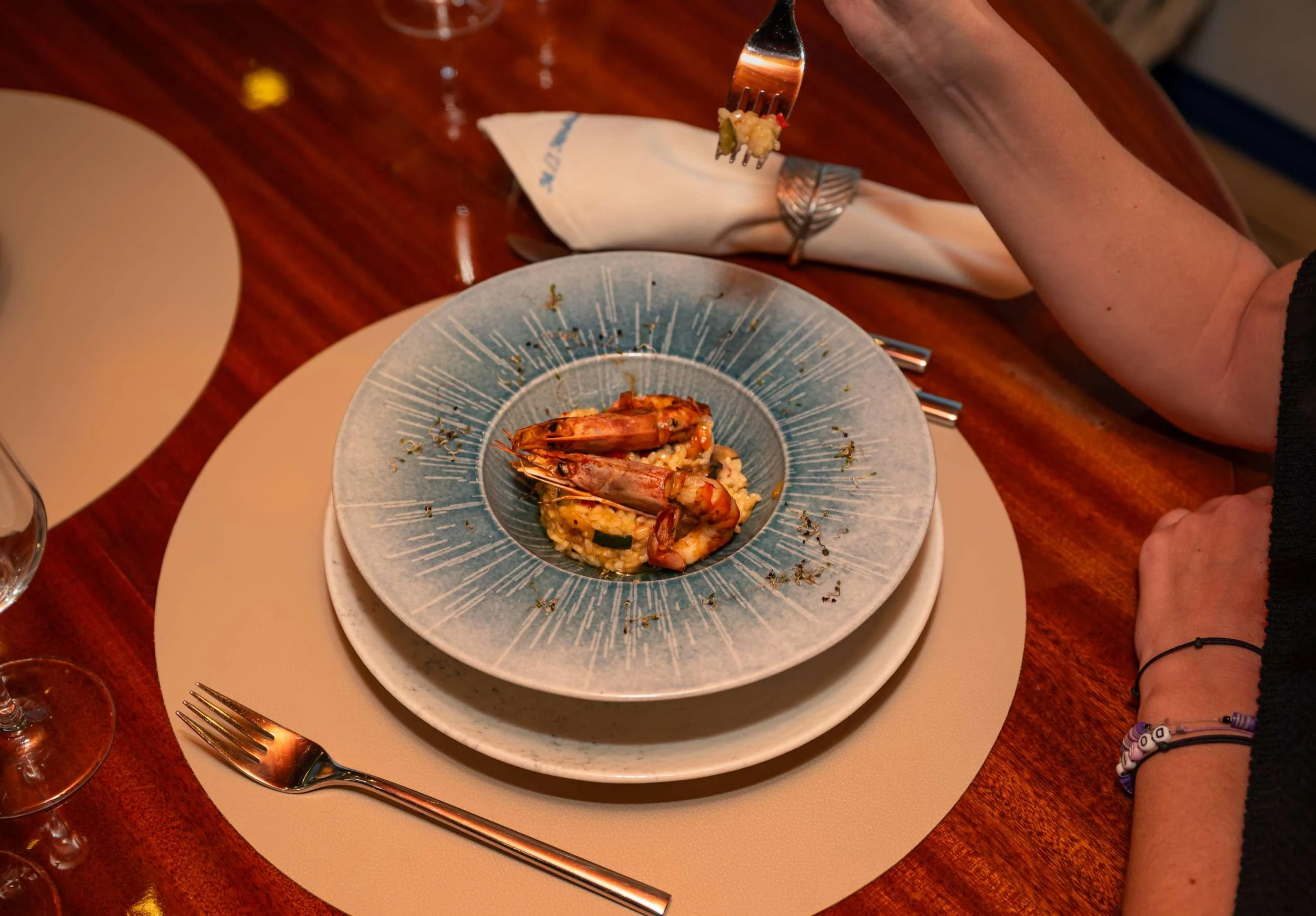 a plate of food aboard MENDULA Yacht for Charter