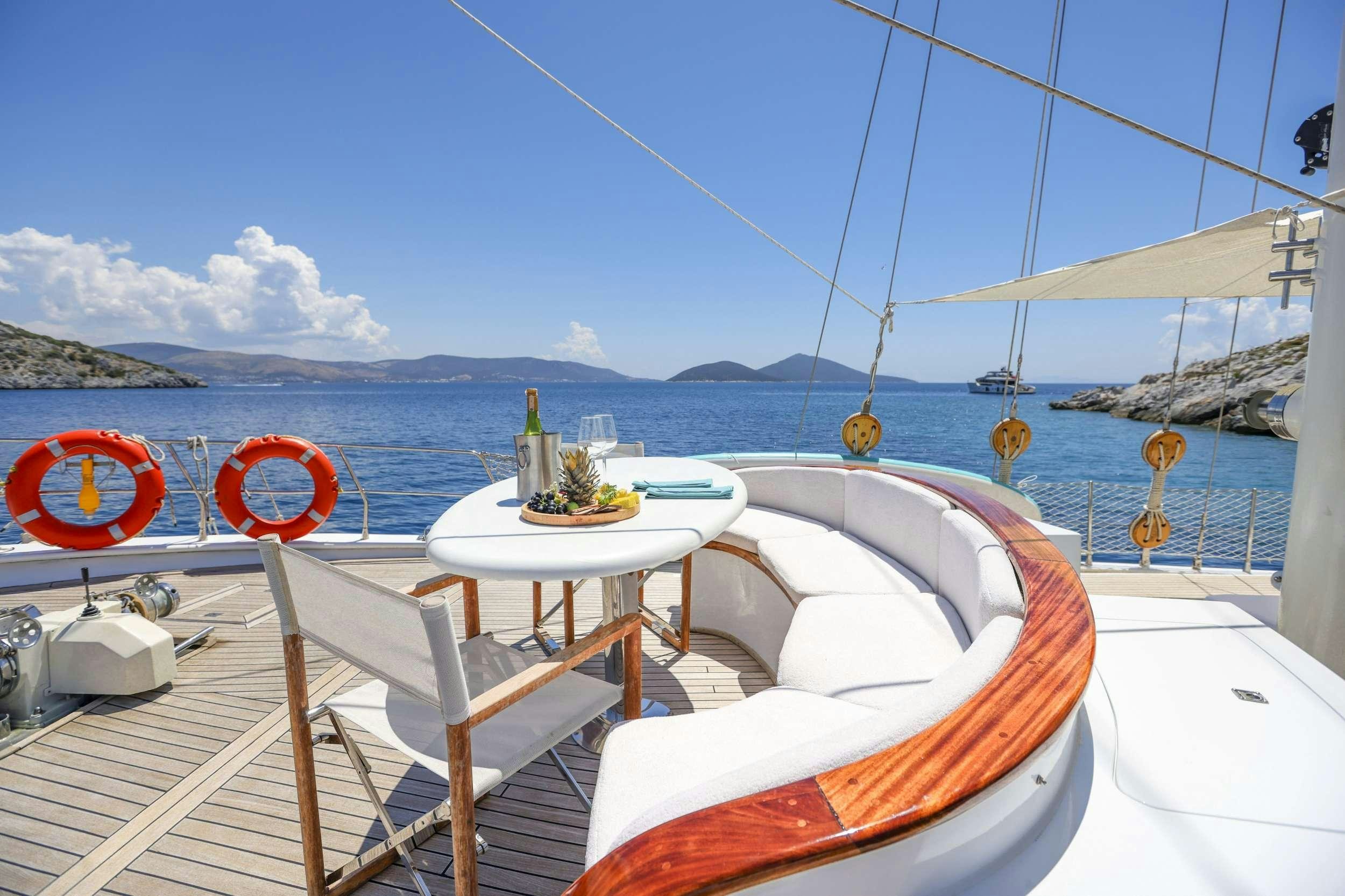 a boat on the water aboard GAZELLA Yacht for Charter