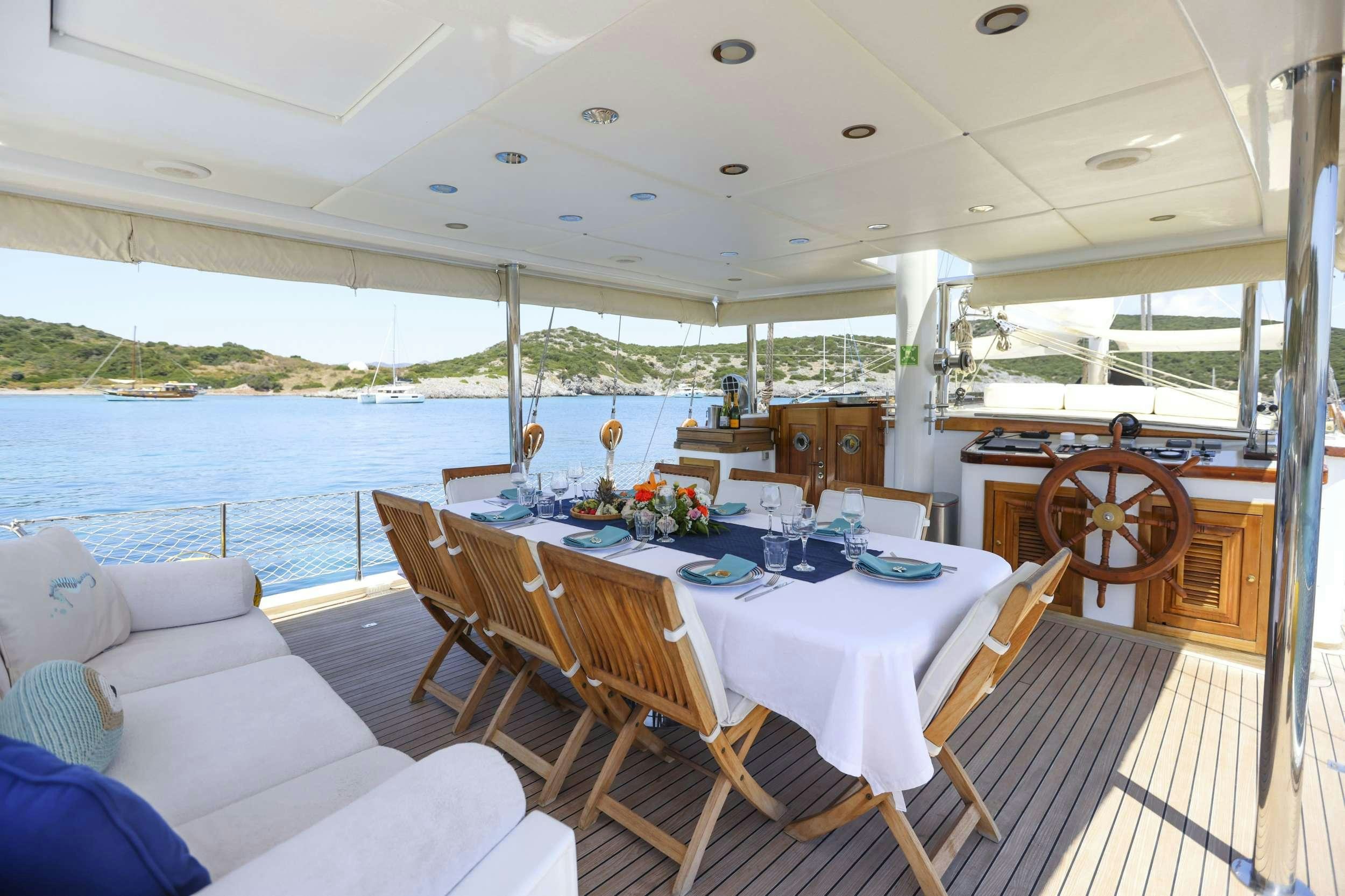 a boat on the water aboard GAZELLA Yacht for Charter