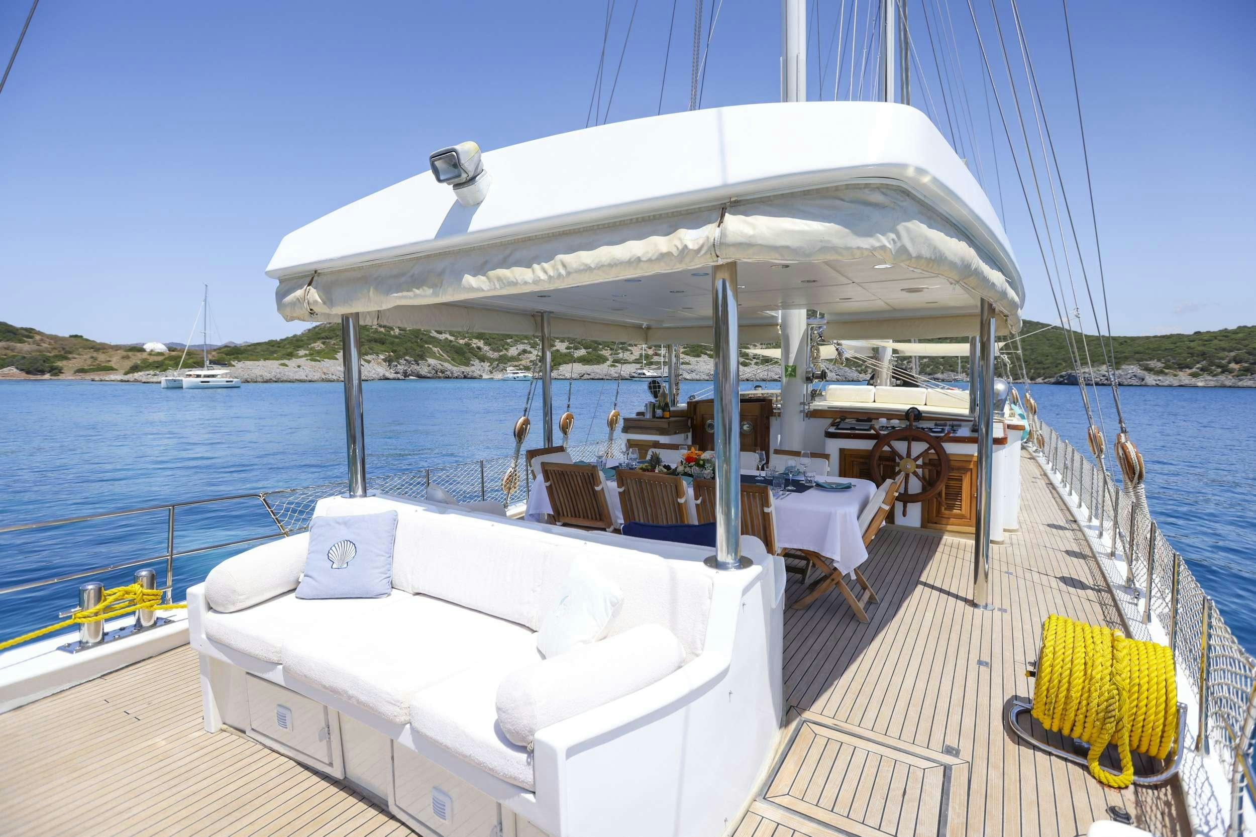 a boat on the water aboard GAZELLA Yacht for Charter