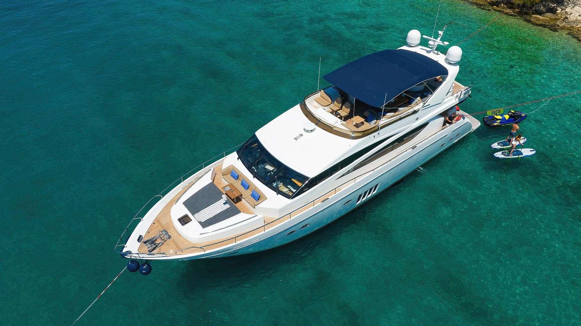 a boat on the water aboard INSIEME Yacht for Charter