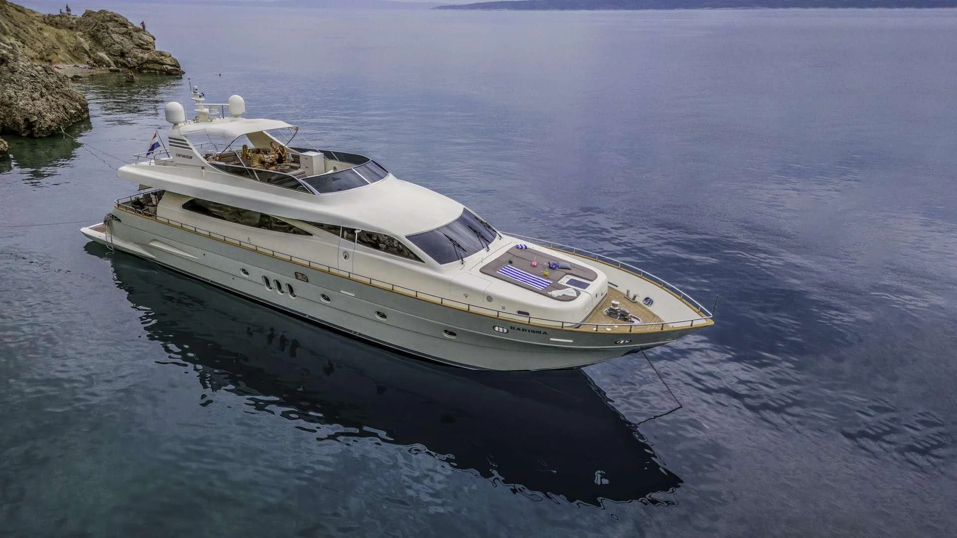 a boat on the water aboard KARISMA Yacht for Charter