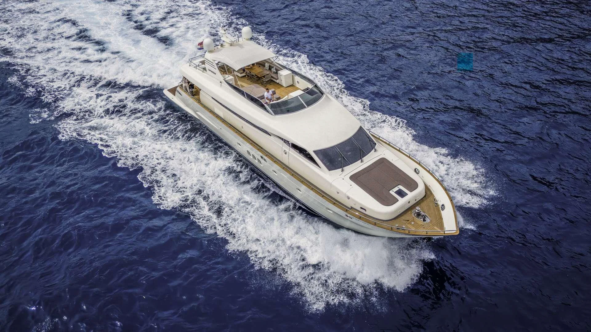 a boat on the water aboard KARISMA Yacht for Charter
