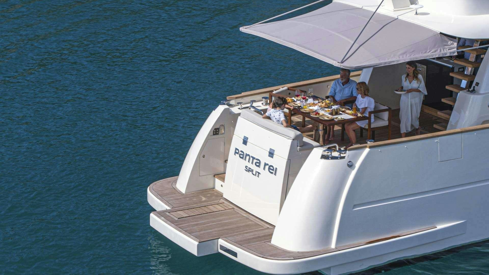 a boat with people on it aboard PANTA REI Yacht for Charter