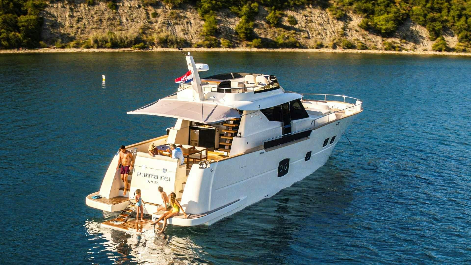 a boat on the water aboard PANTA REI Yacht for Charter
