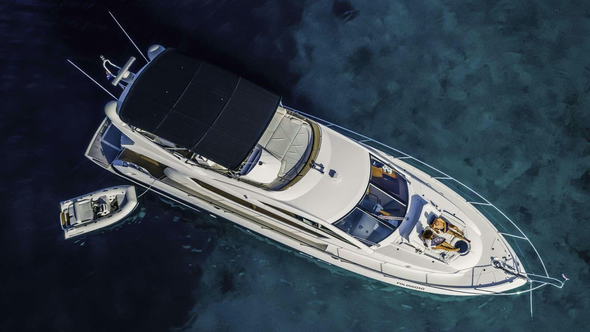 a high angle view of a ship aboard 2 DRUNK Yacht for Charter