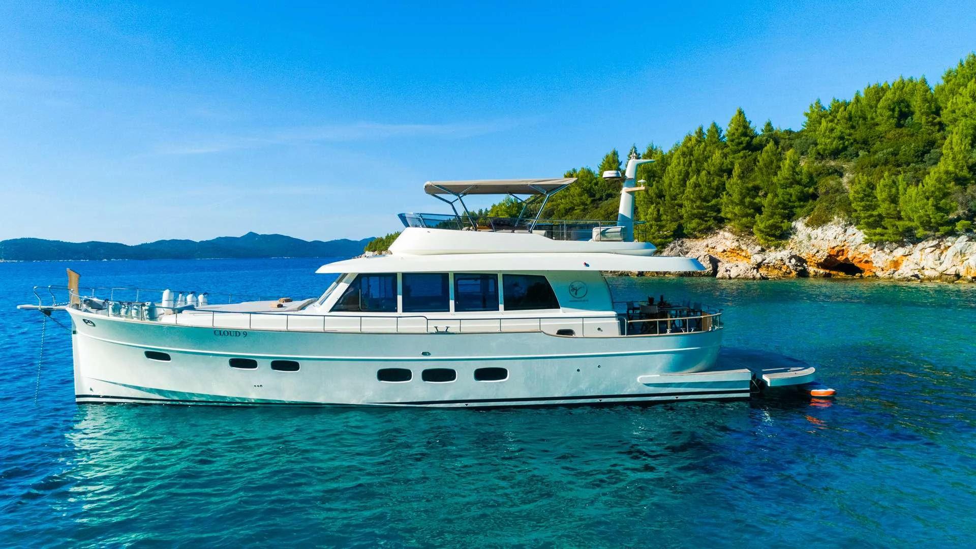a boat in the water aboard CLOUD 9 Yacht for Charter