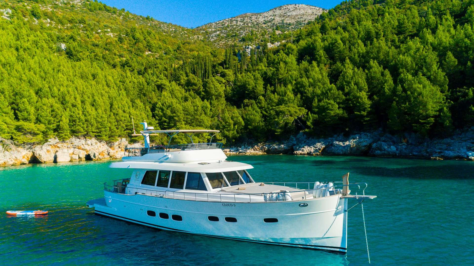 a boat on the water aboard CLOUD 9 Yacht for Charter