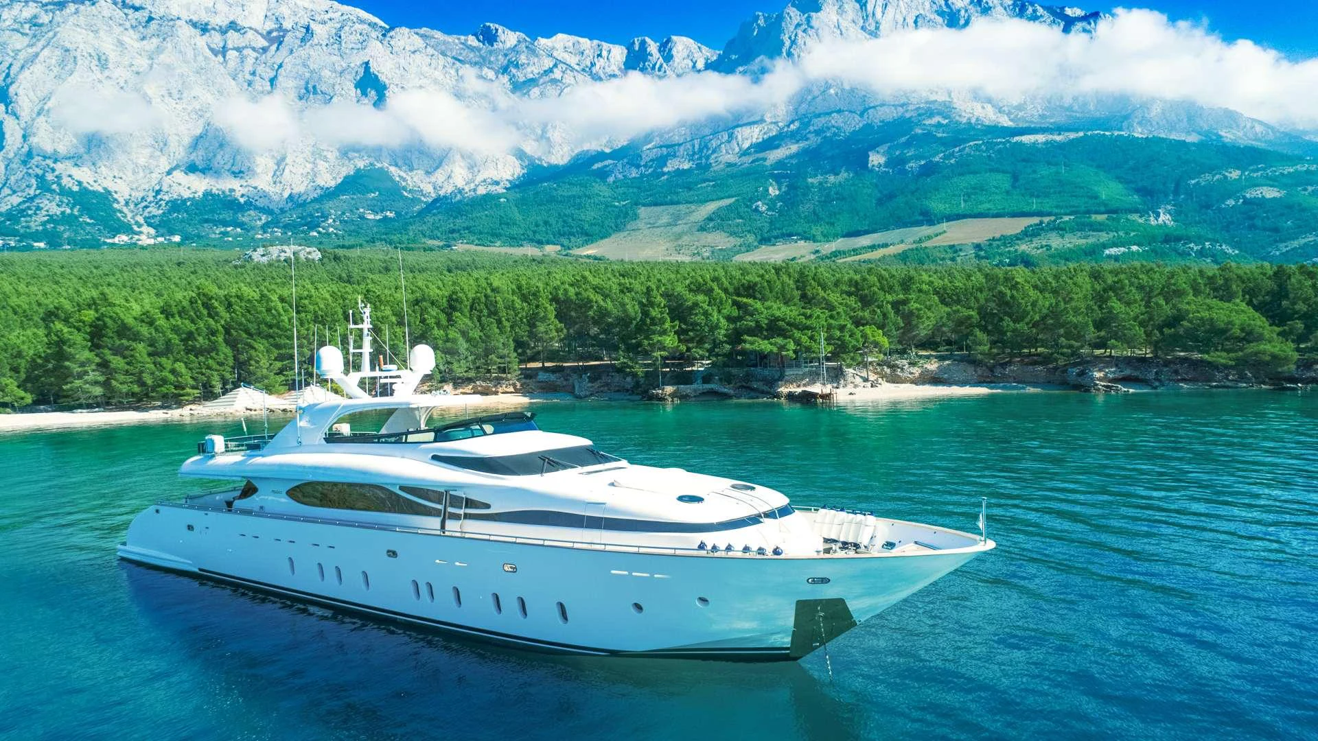 a white yacht on the water aboard CYNTHIA Yacht for Charter