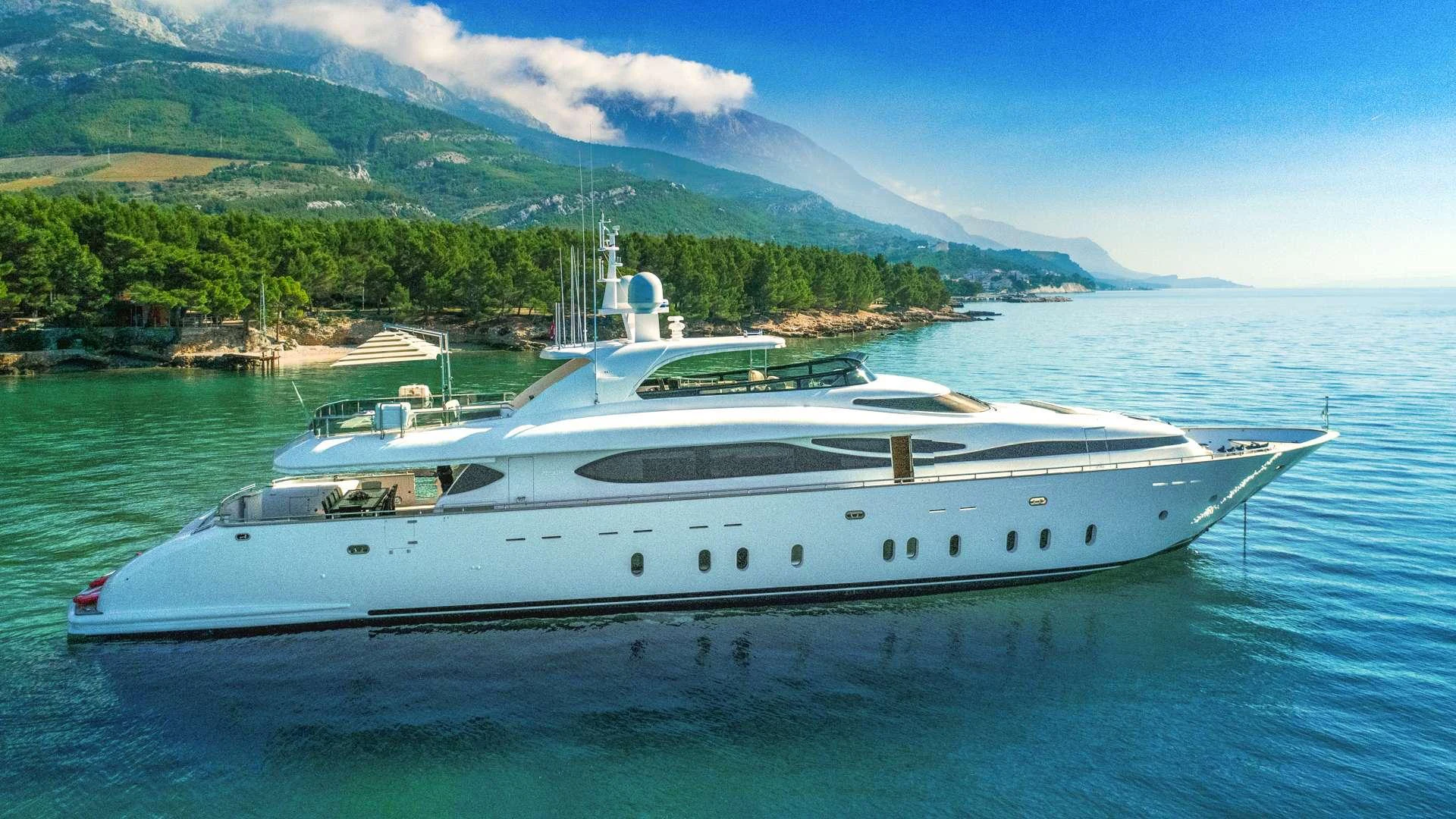 a white yacht in the water aboard CYNTHIA Yacht for Charter