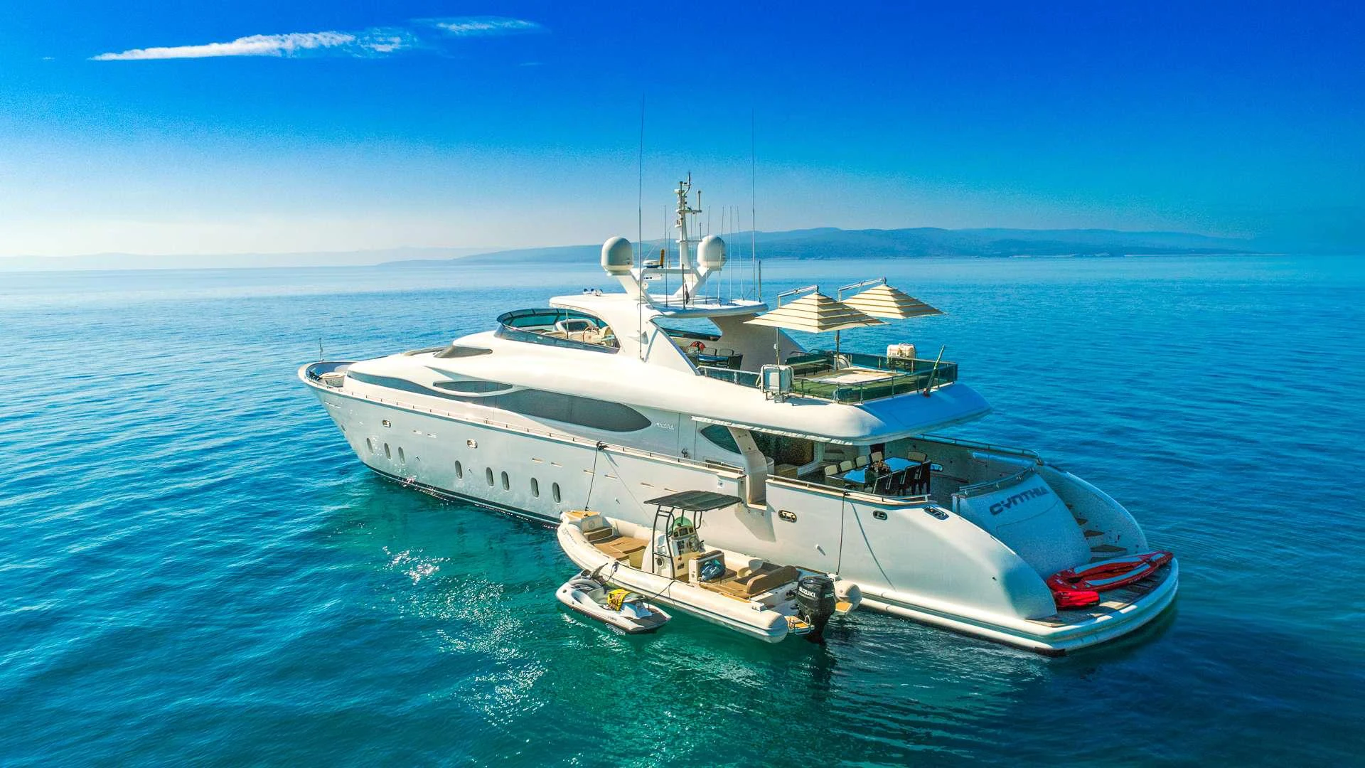 a boat in the water aboard CYNTHIA Yacht for Charter
