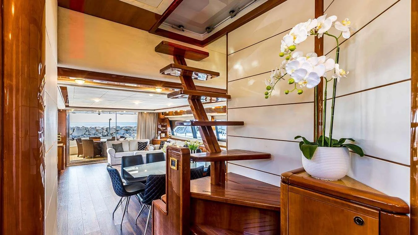 a room with a table and chairs aboard KATARIINA Yacht for Charter