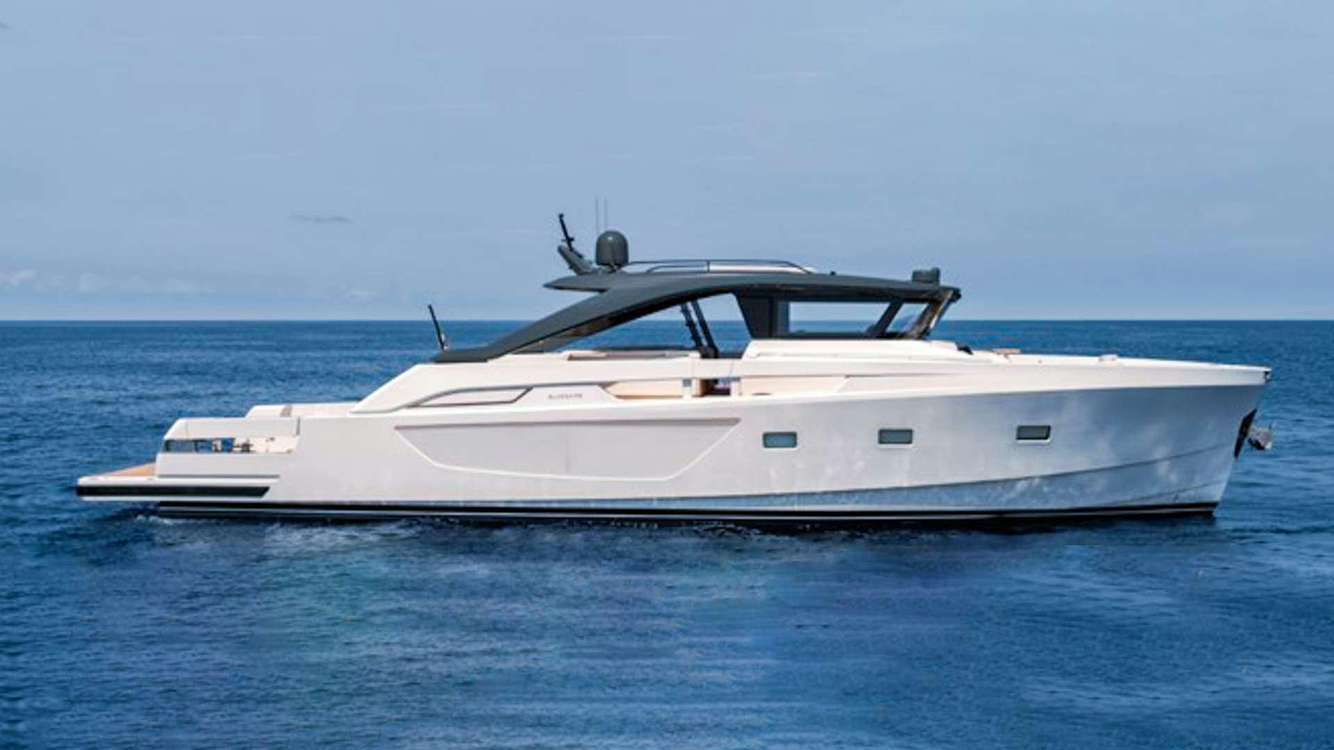 a white yacht in the water aboard BLUEGAME BG74 Yacht for Charter