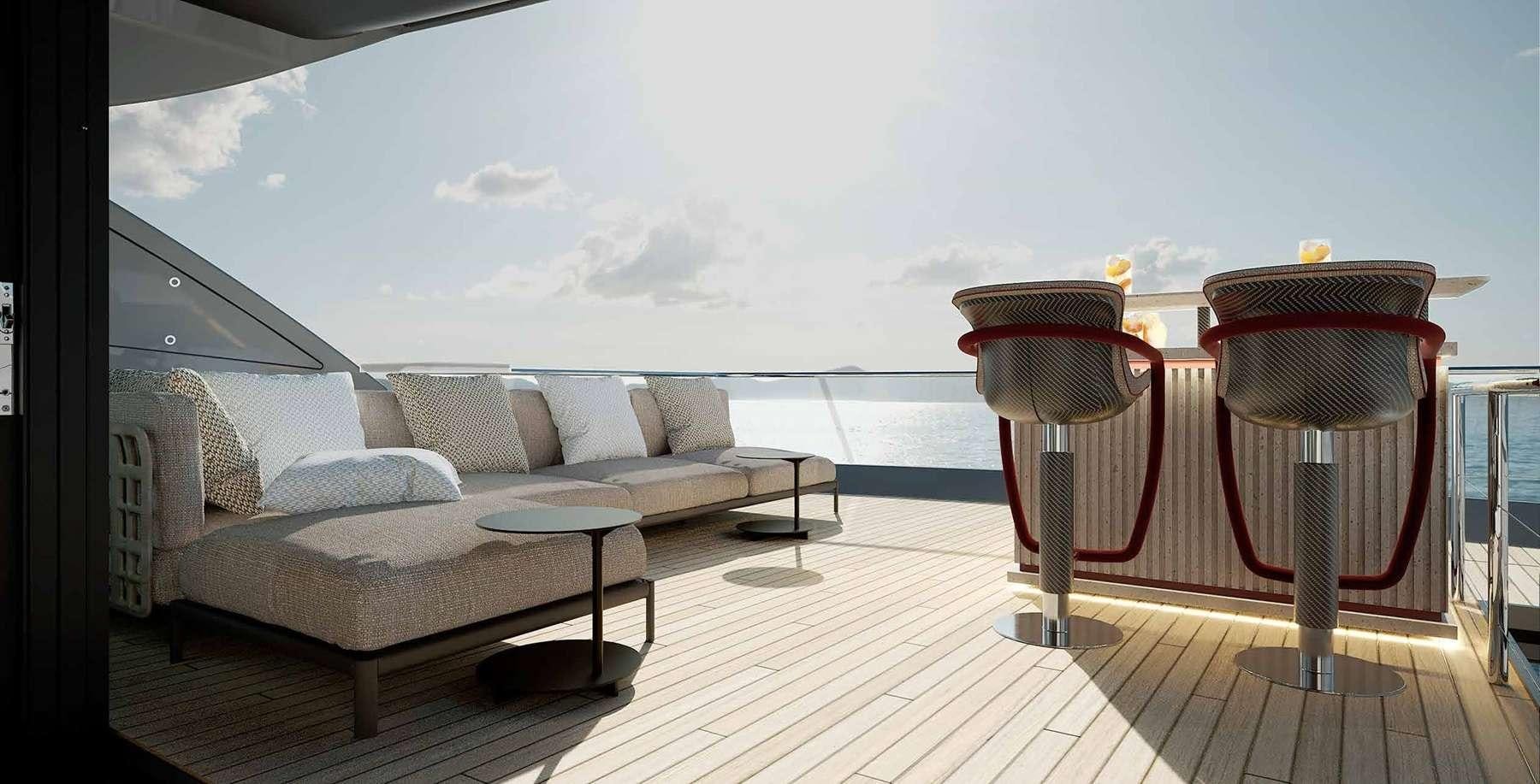 a large boat on a body of water aboard SENSA Yacht for Charter