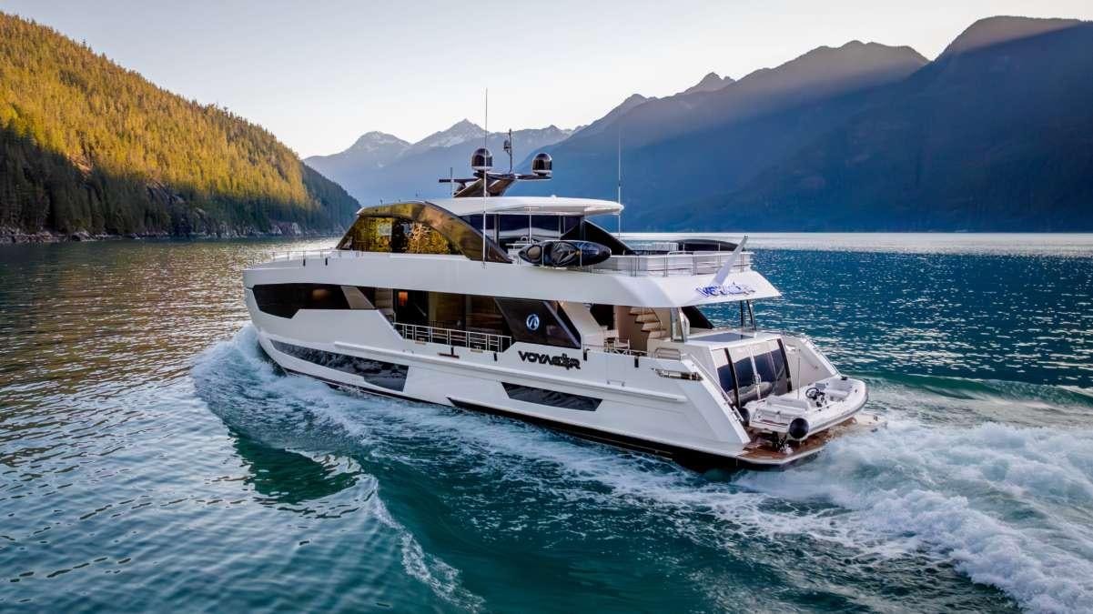 a boat on the water aboard VOYAGER Yacht for Charter