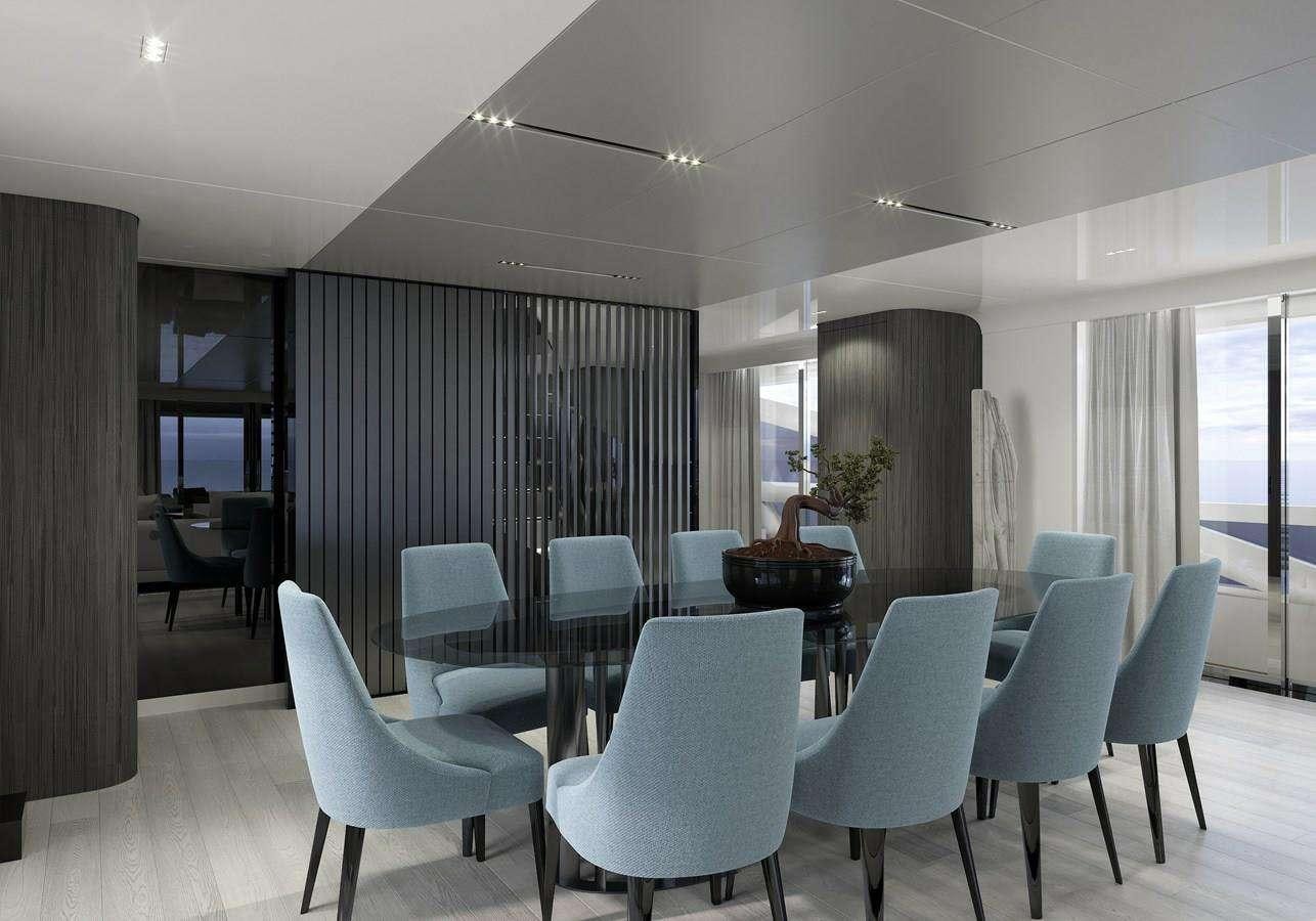 a room with a table chairs and a window aboard ADA 50 Z/01 Yacht for Charter