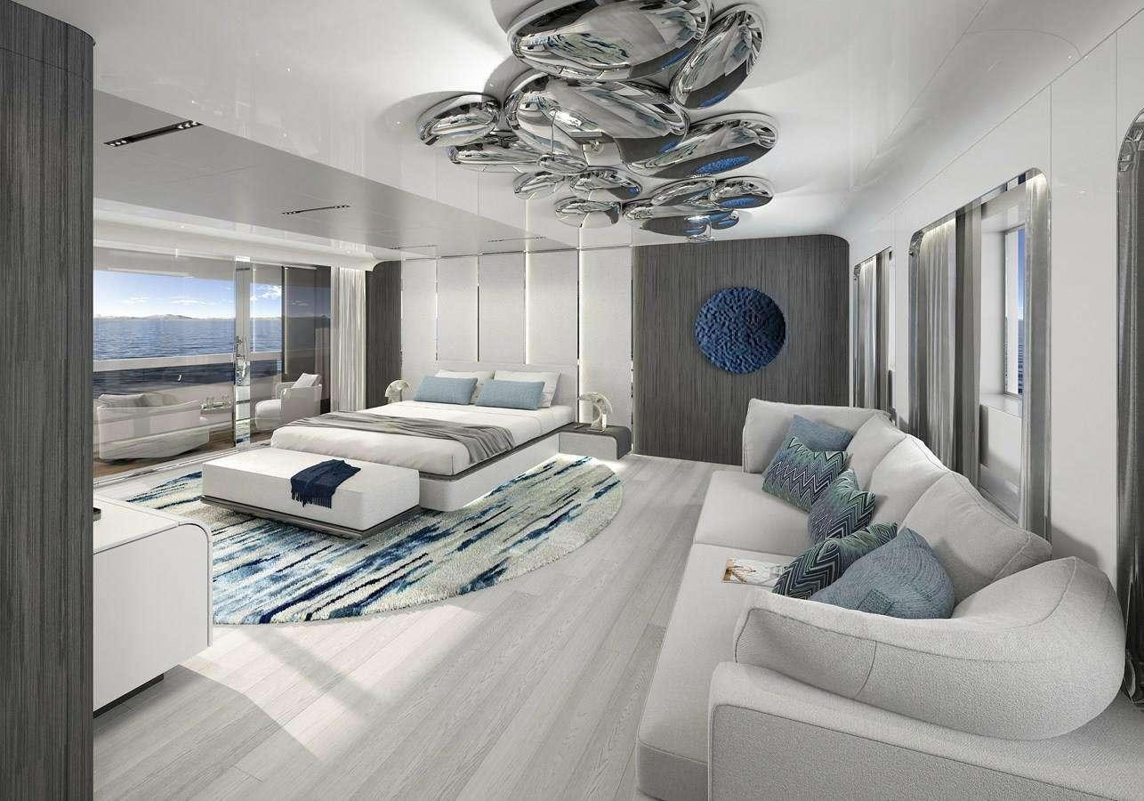 a living room with a large window aboard ADA 50 Z/01 Yacht for Charter