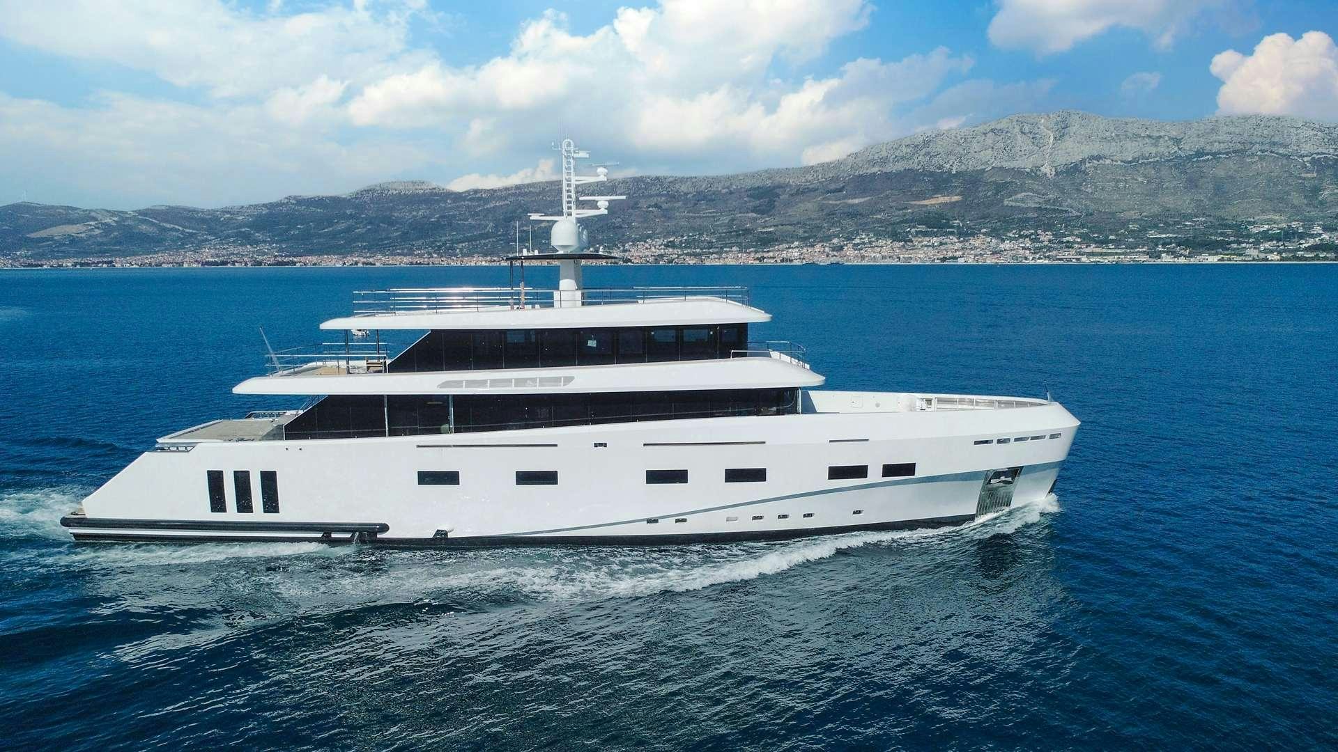 a white yacht in the water aboard RENATA Yacht for Charter