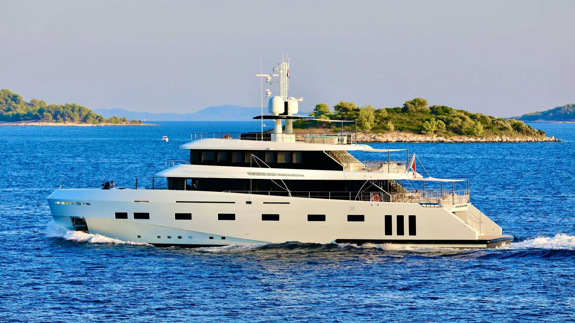 a large white boat aboard RENATA Yacht for Charter