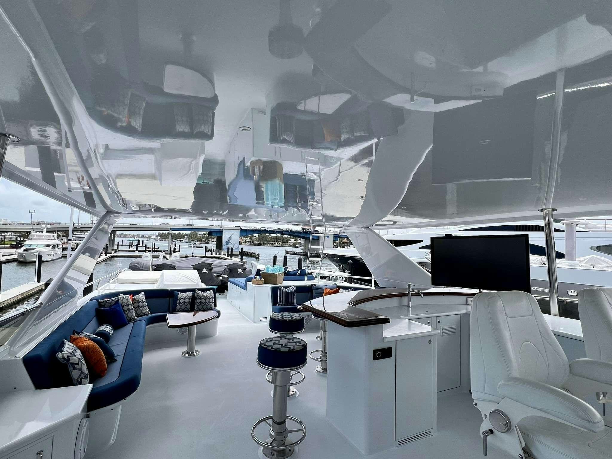 a room with a large window aboard ESCAPE Yacht for Charter