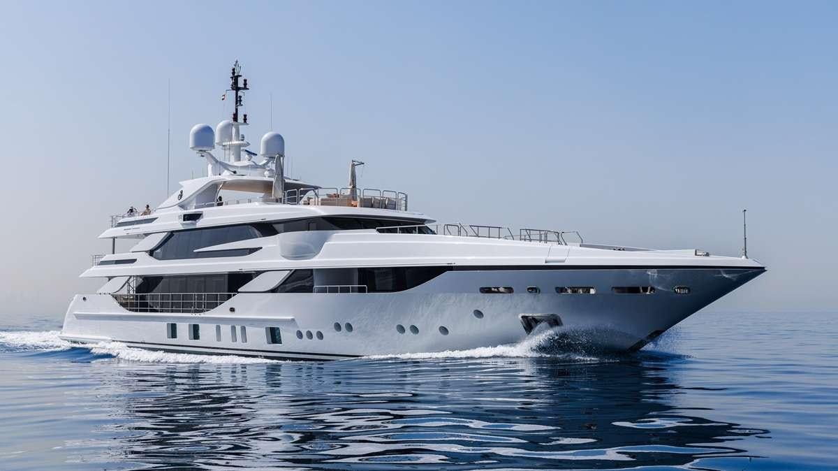 a large white yacht aboard BOMBAY Yacht for Charter