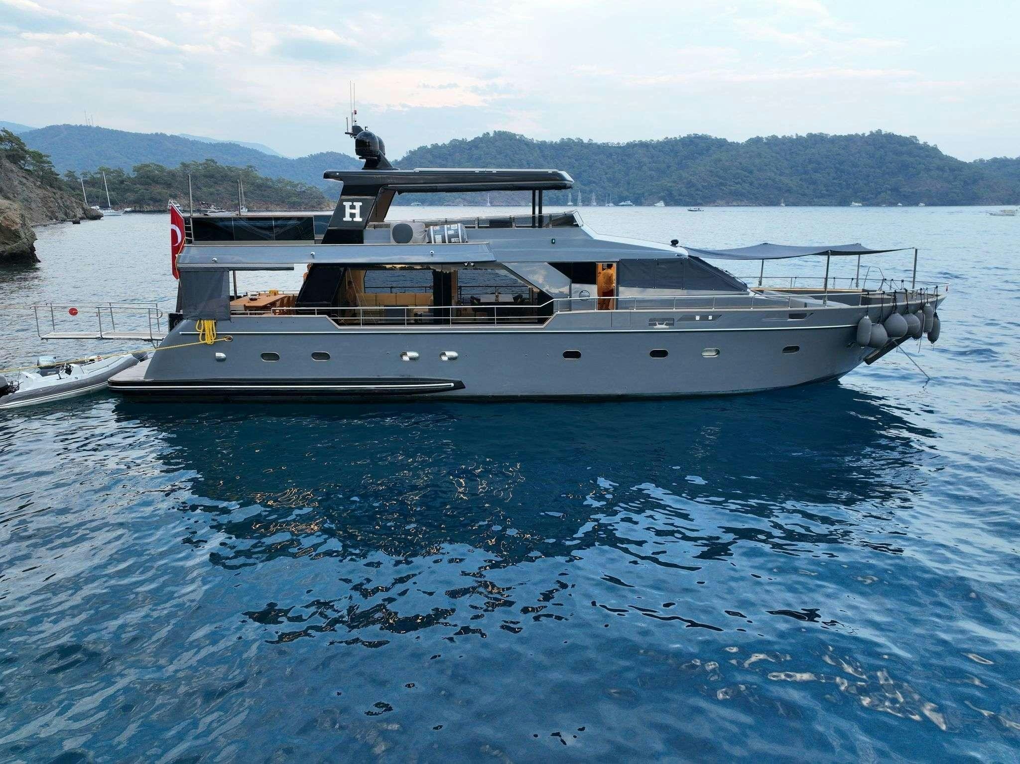 a boat in the water aboard BEYEFENDI H Yacht for Charter