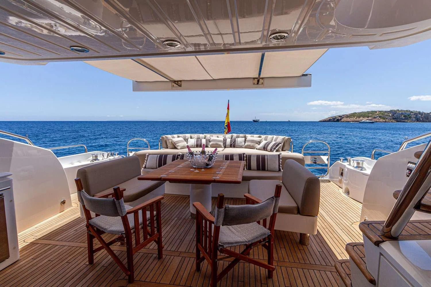 a table on a boat aboard BASAD Yacht for Charter