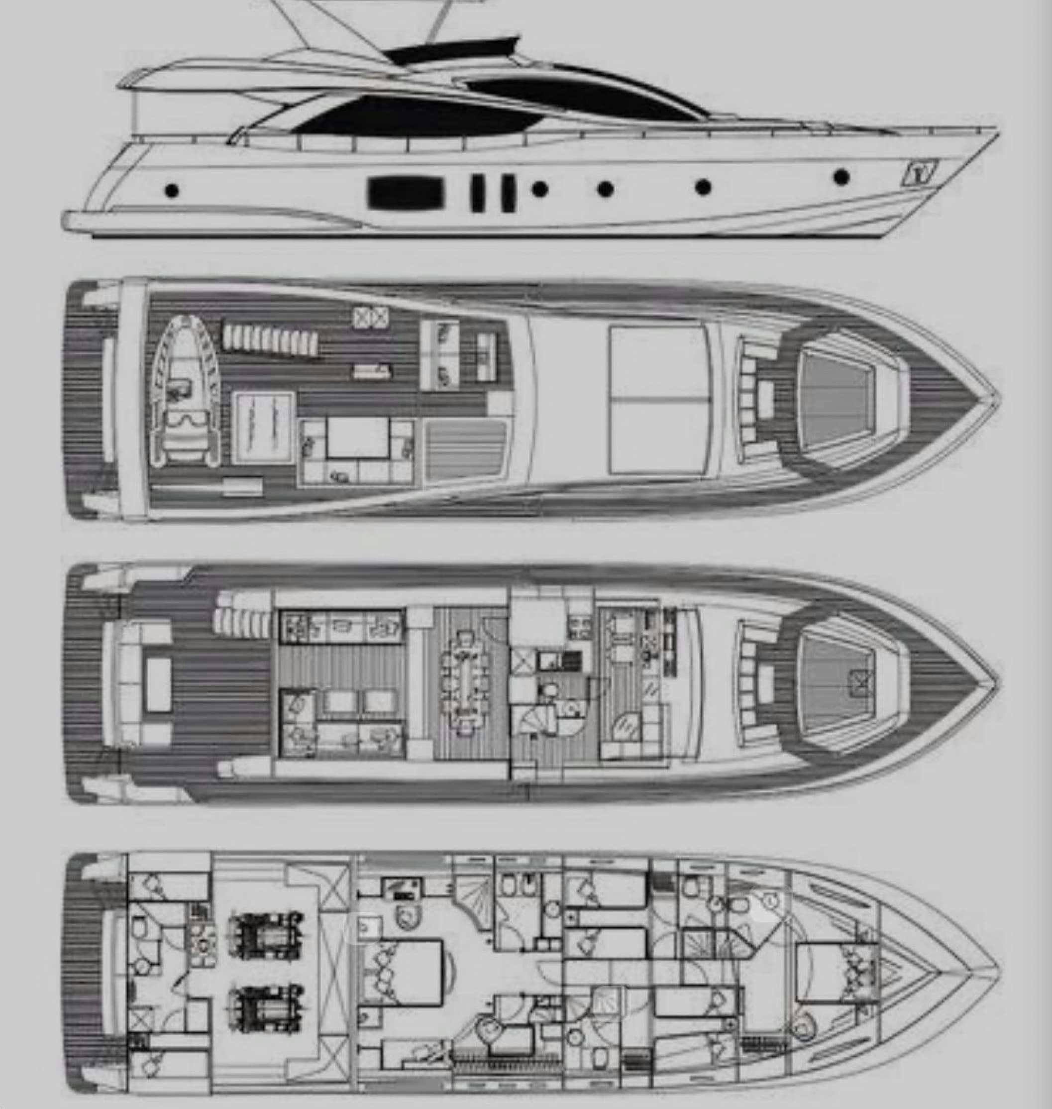 diagram, engineering drawing aboard BISCAYNE Yacht for Charter