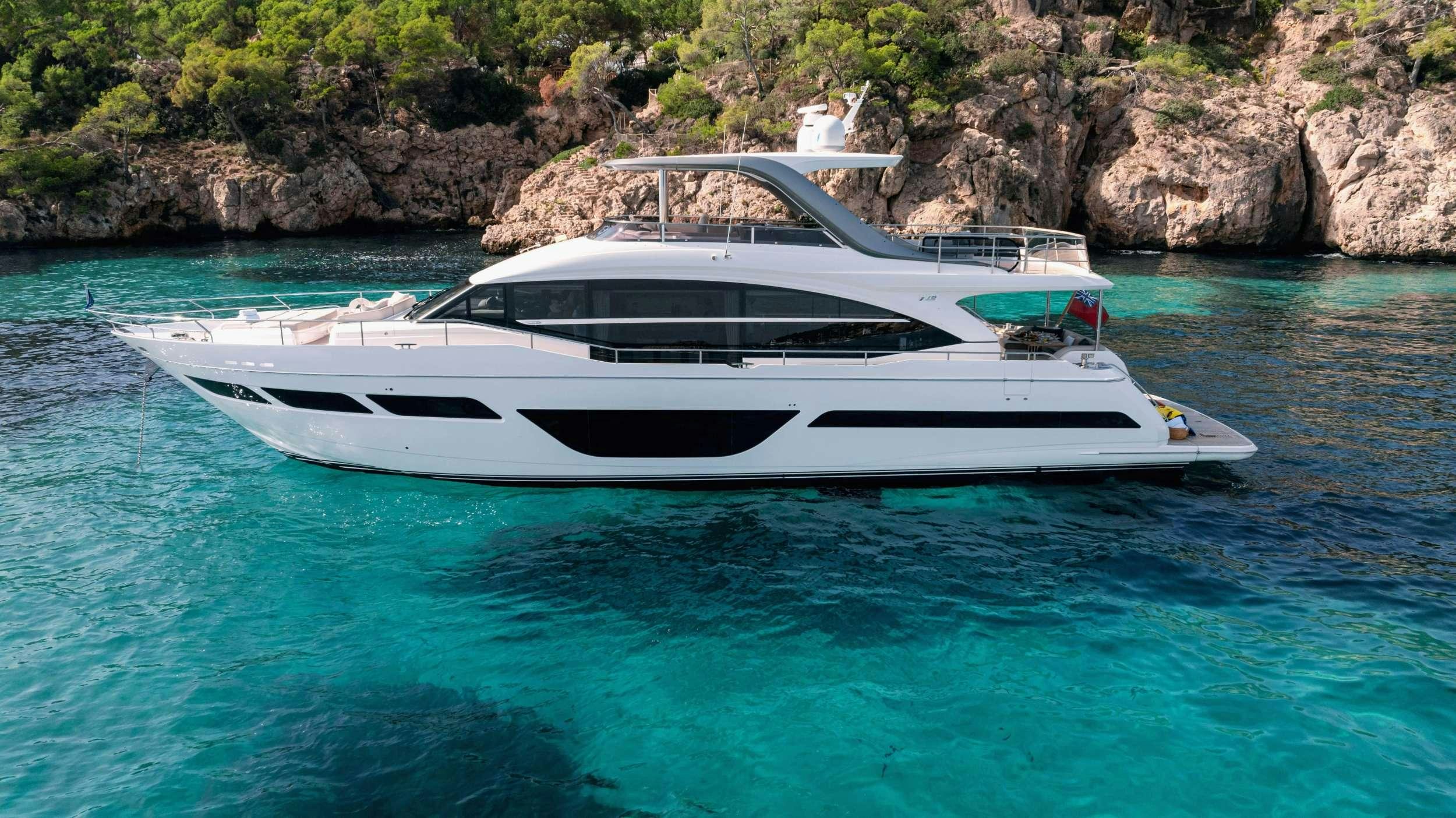 a white boat in the water aboard MIO BARCO Yacht for Charter