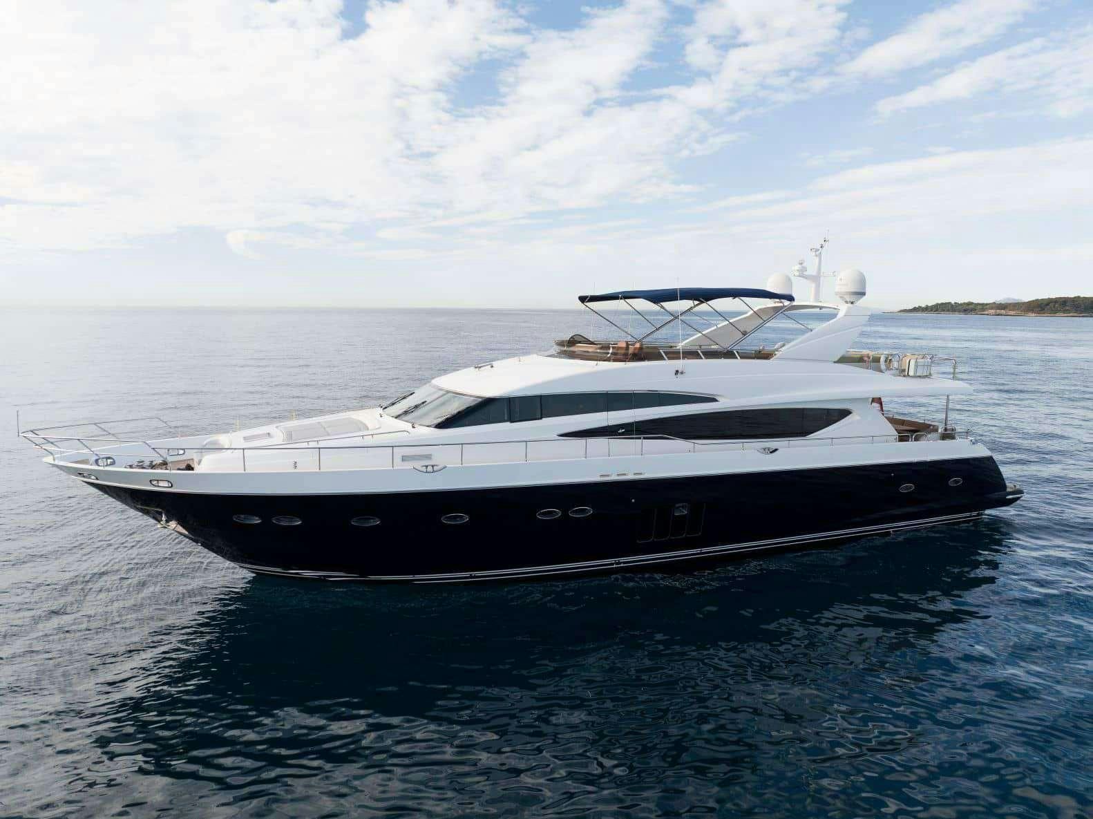a white yacht on the water aboard BLUE EYES Yacht for Charter