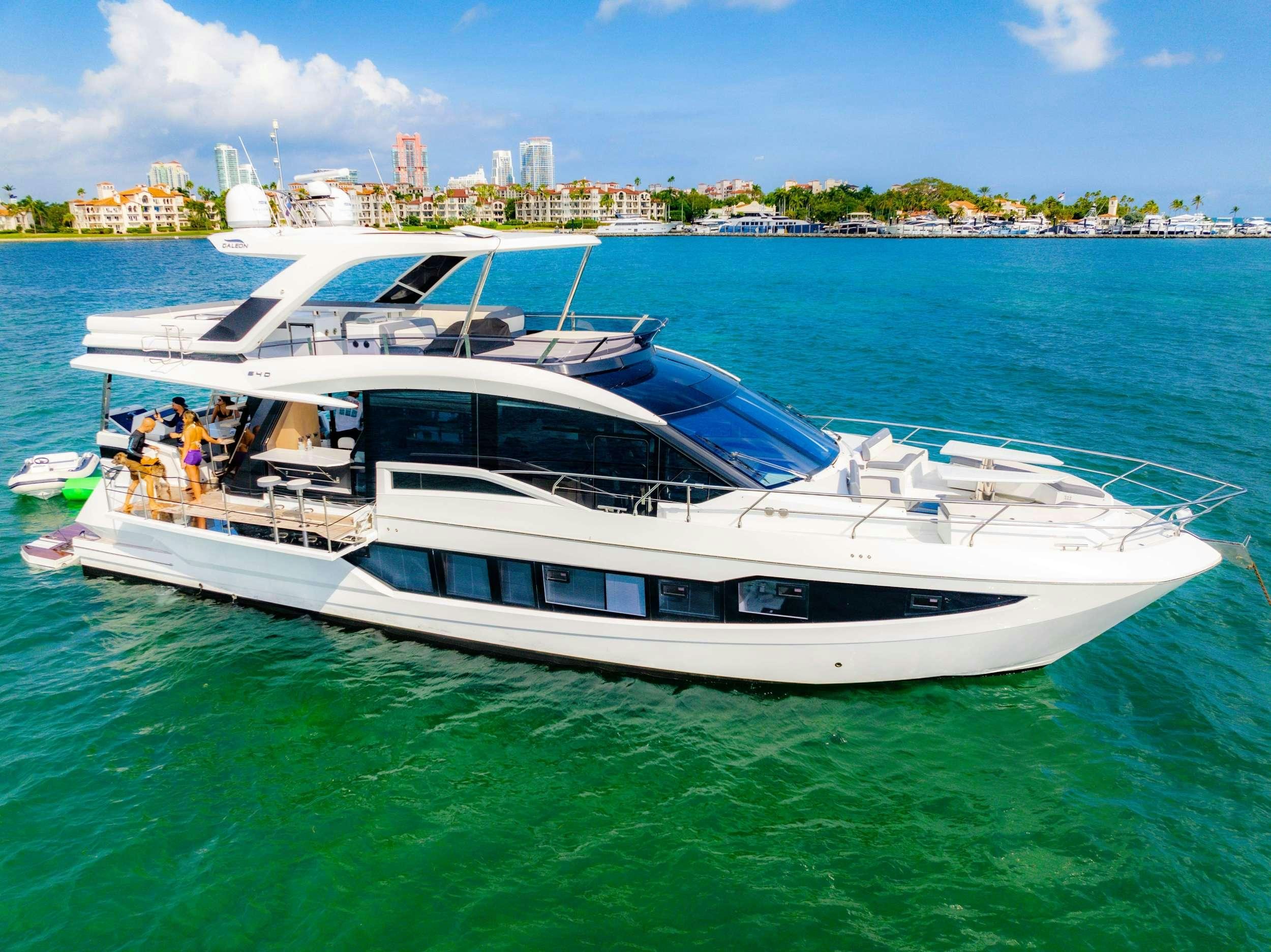 a boat on the water aboard OPTIMUS PRIME Yacht for Charter