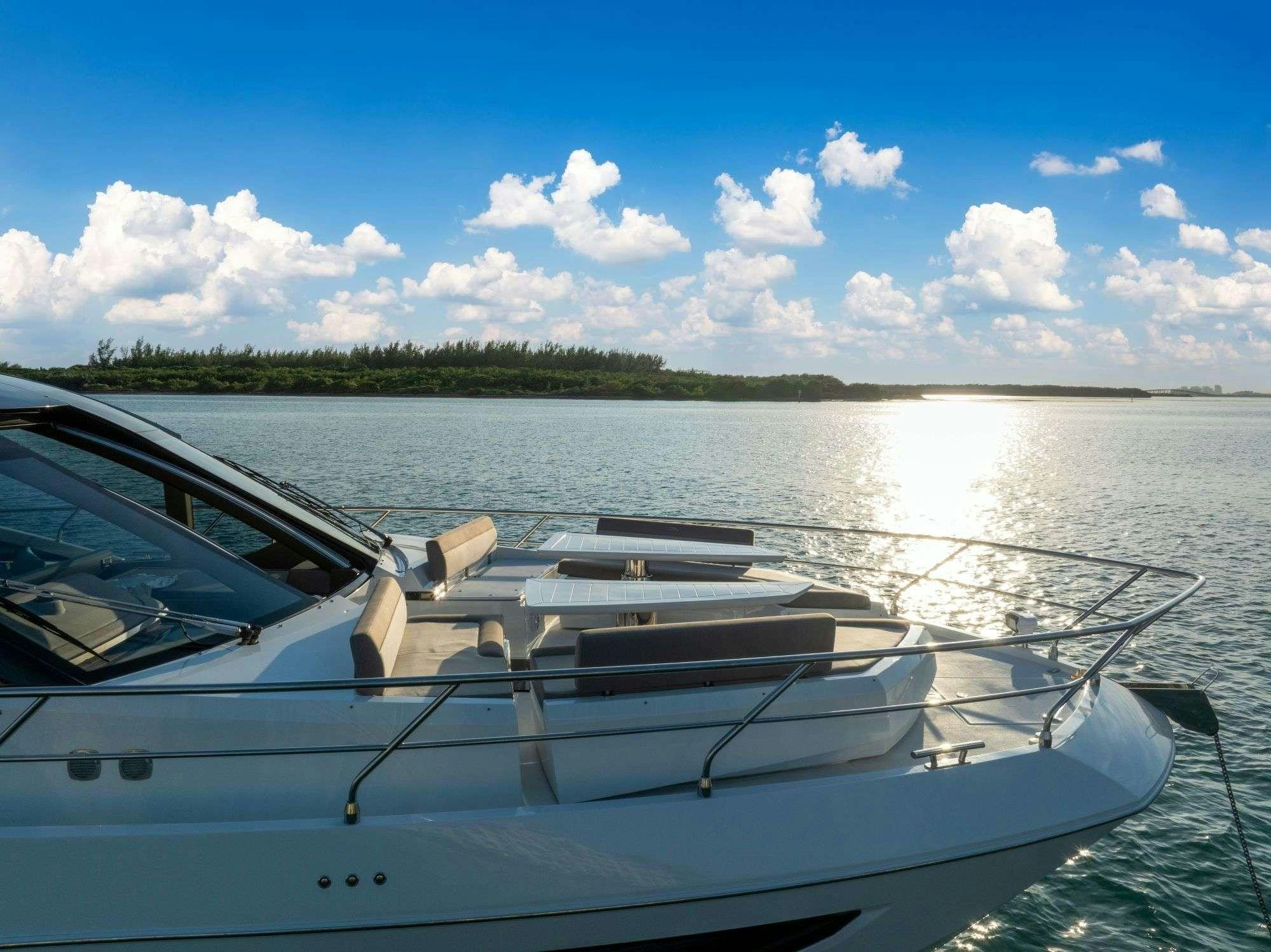 a boat on the water aboard OPTIMUS PRIME Yacht for Charter