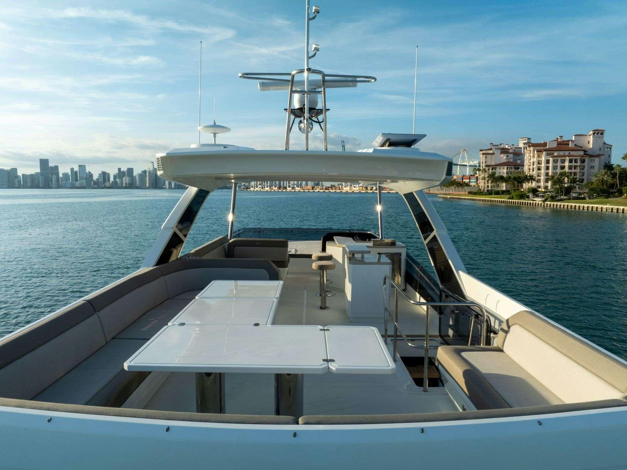 a boat on the water aboard OPTIMUS PRIME Yacht for Charter